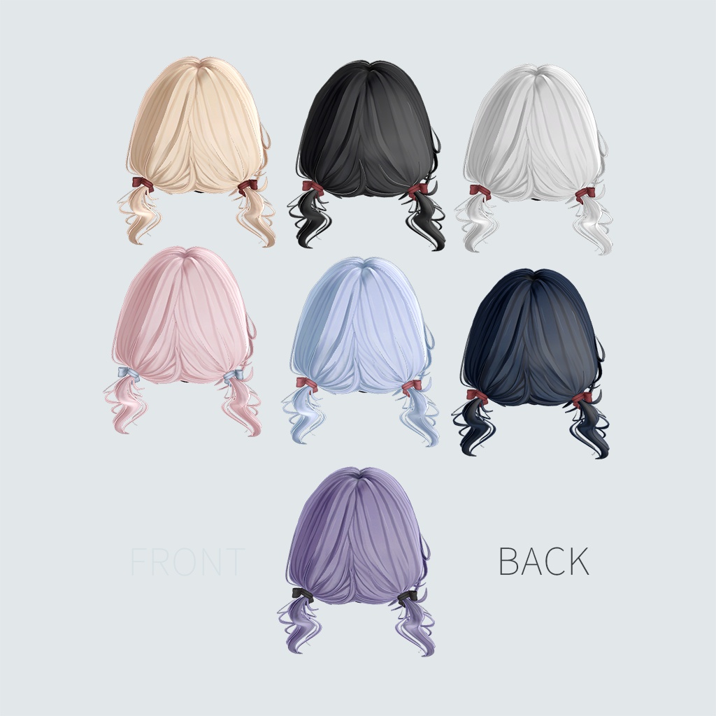 VRC Hair_ LowTwins ( 11 Avatars )