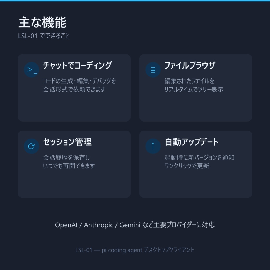 LSL-01│pi coding agent デスクトップクライアント