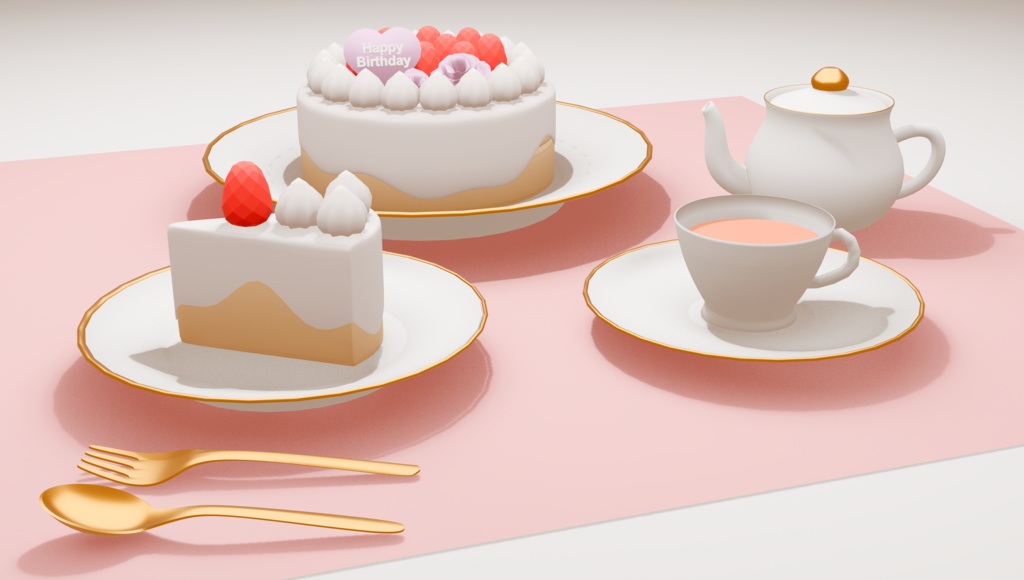 【3D小物】誕生日ケーキセット