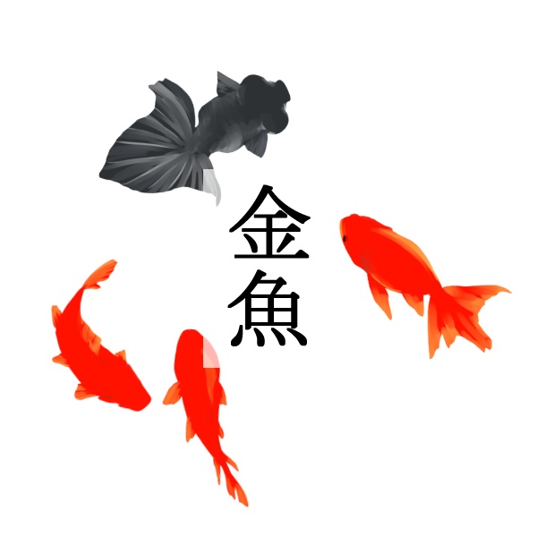 いろいろ金魚_イラスト素材