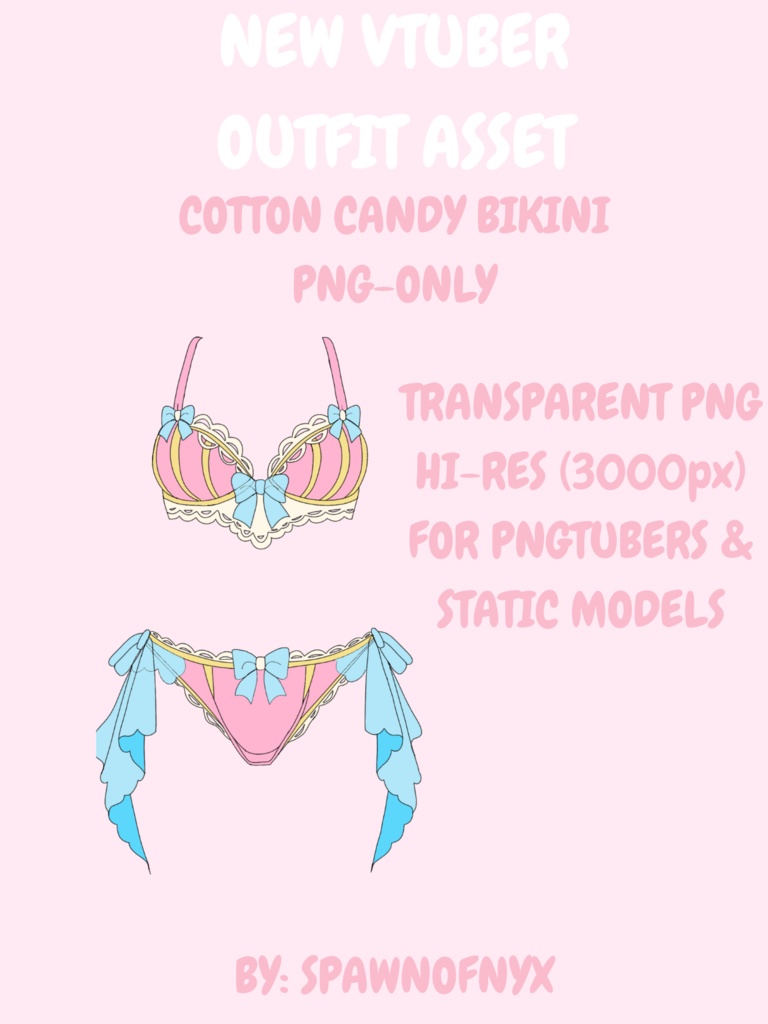 [PNGTUBER] CUTE COTTON CANDY BIKINI ASSET