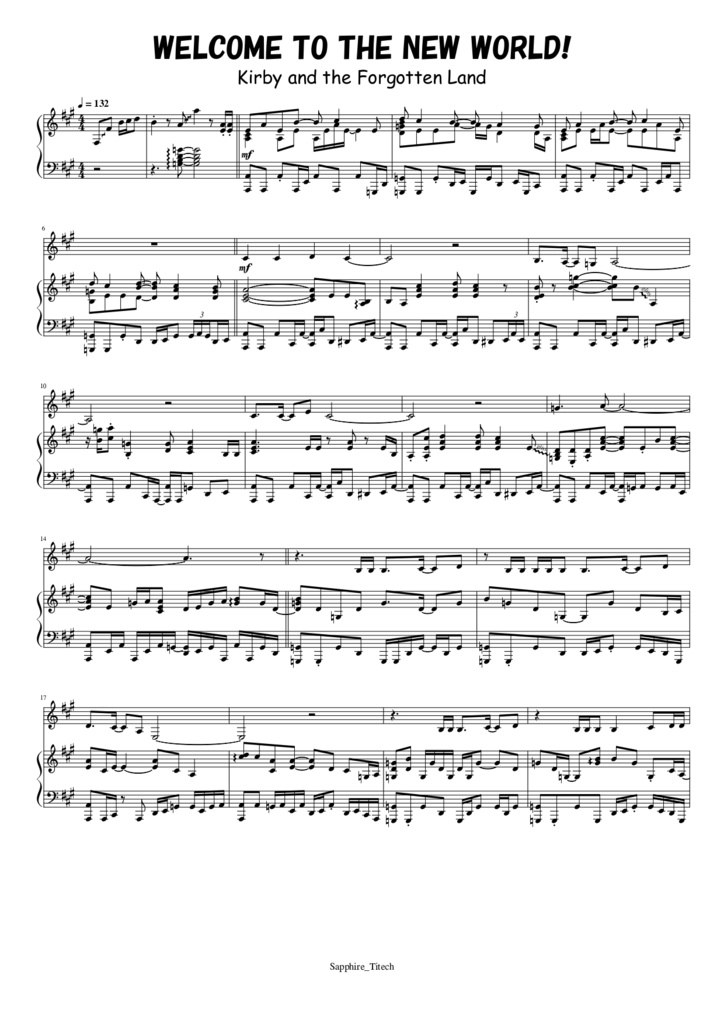 【星のカービィ ディスカバリー】WELCOME TO THE NEW WORLD!　楽譜(音源付き)