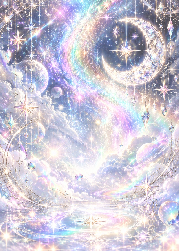 背景素材　月　虹　コスモ