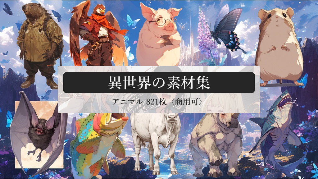 異世界の素材集:アニマル 821枚〈商用可〉