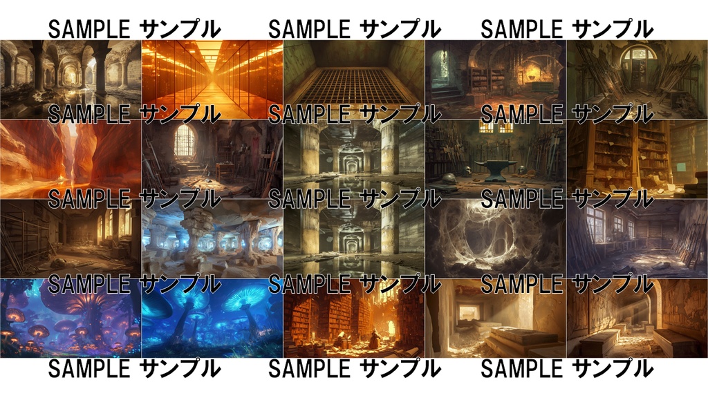 ダンジョンの背景集: ダンジョン・洞窟 184枚〈商用可〉比率:16:9