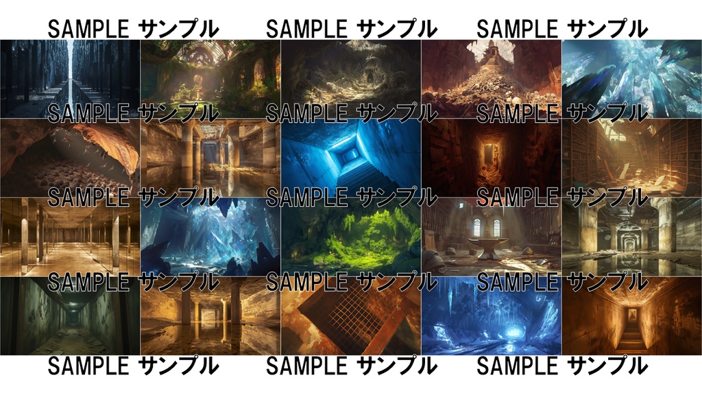 ダンジョンの背景集: ダンジョン・洞窟 184枚〈商用可〉比率:16:9