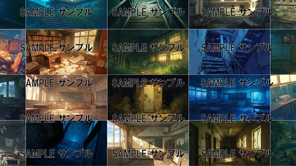 日本の学校の背景集: ホラー編 491枚〈商用可〉比率:16:9