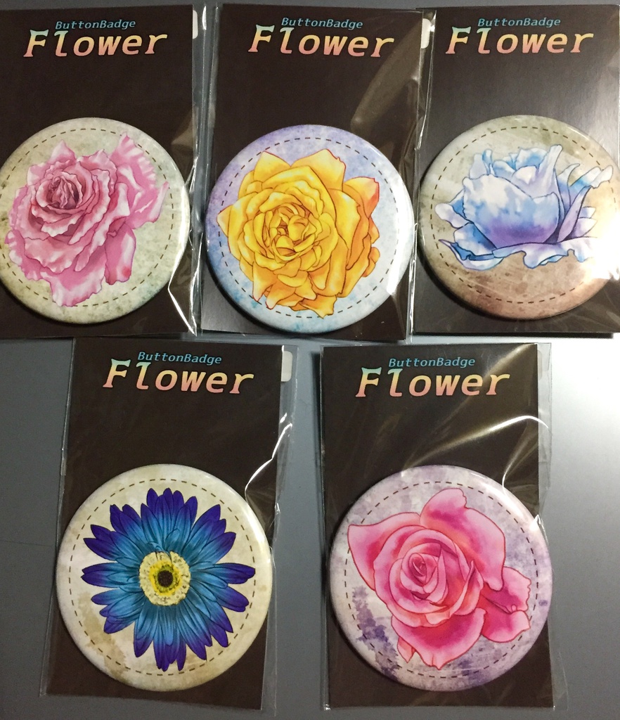 フラワー缶バッジ