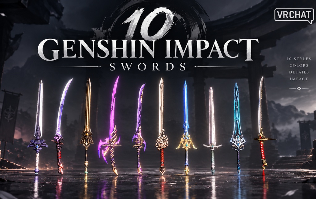 VRChat 10 Genishin Impact Swords 3D model 