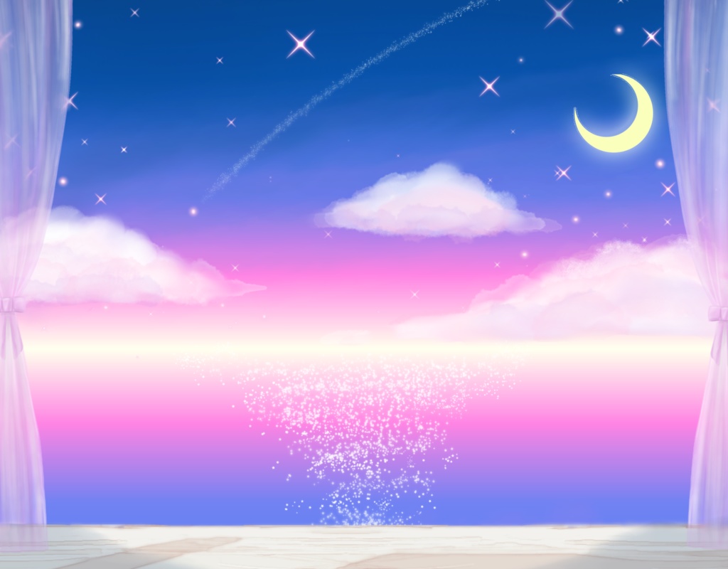 大人のゆめかわ背景素材☆ 夜の海辺