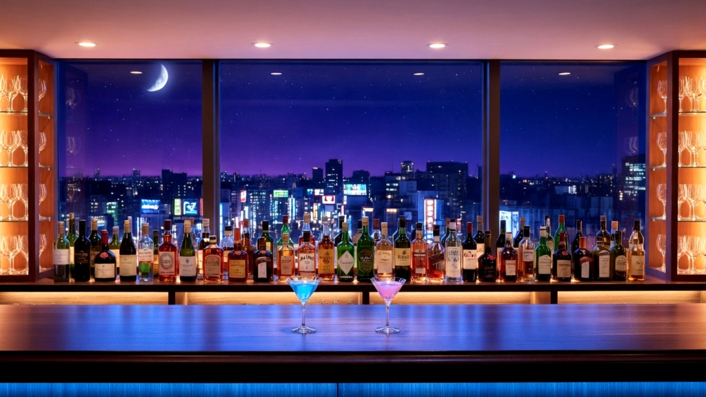 夜景の見えるバーカウンター⭐︎配信用　背景素材