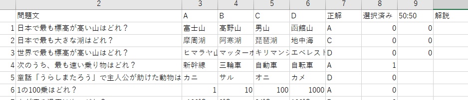 ミリオネア風システムと素材