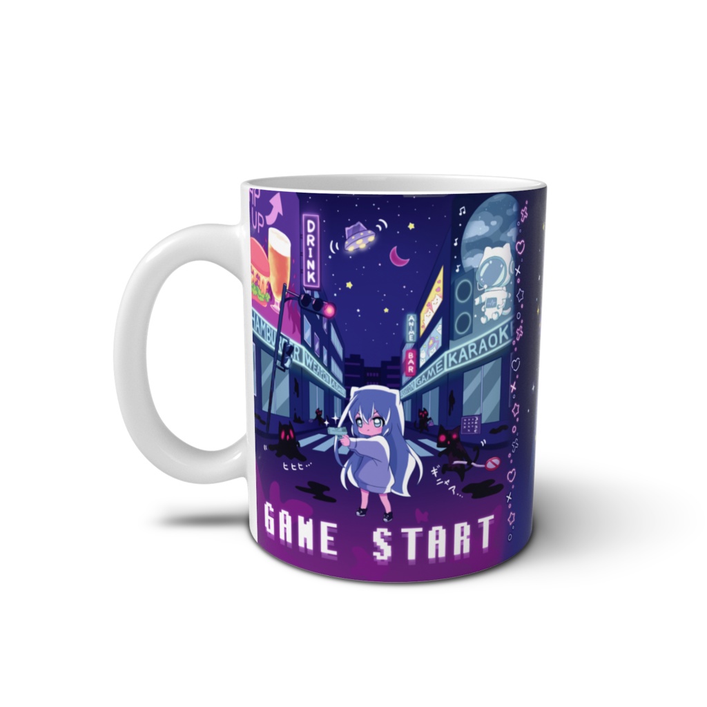 宇宙猫と【ソシャゲ女子】マグカップ