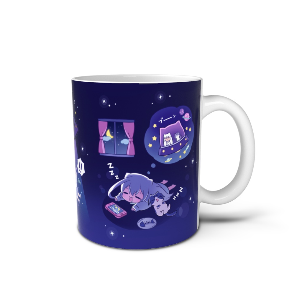 宇宙猫と【ソシャゲ女子】マグカップ