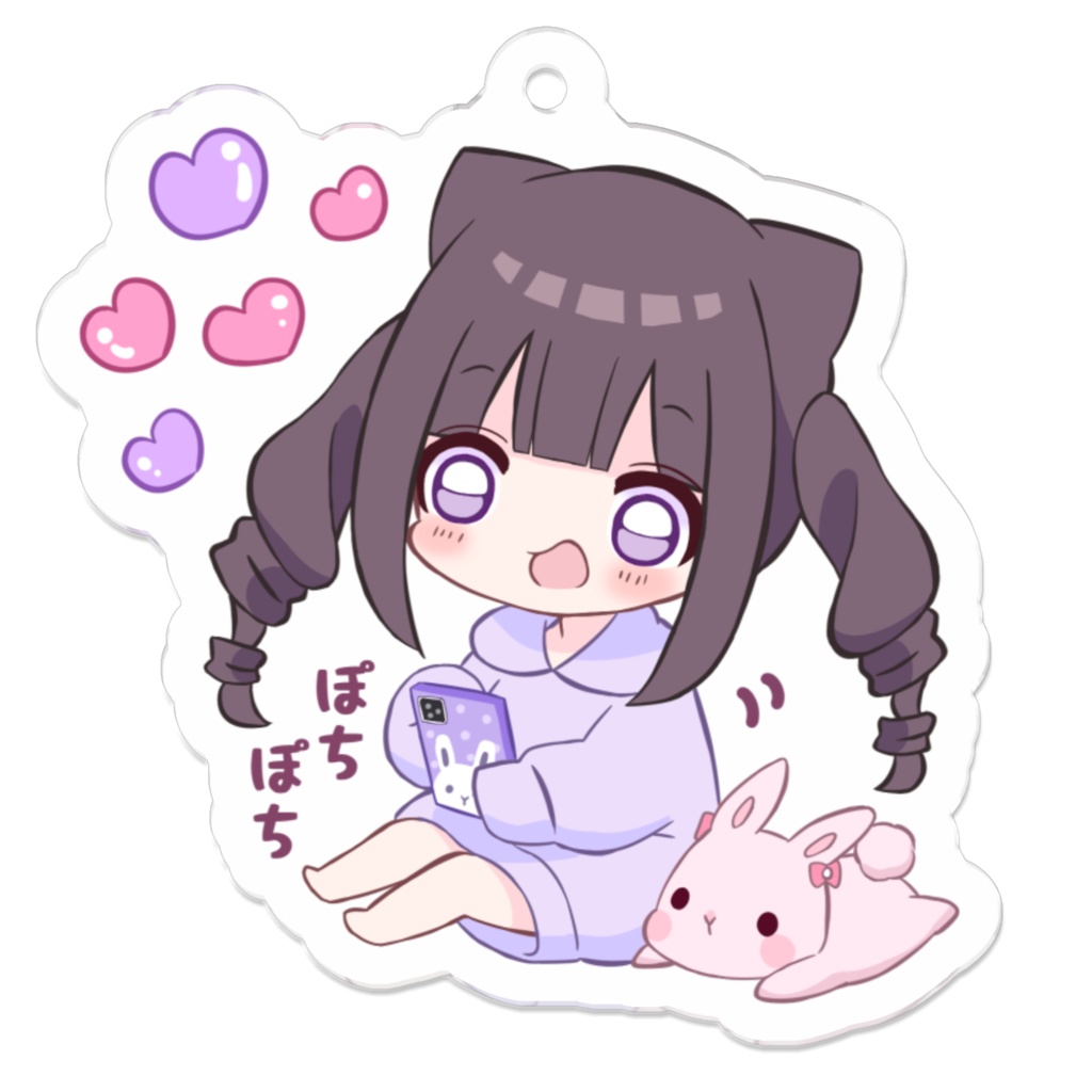 スマホぽちぽちメンヘラ猫【メンヘラっ子】キーホルダー(コーティング)