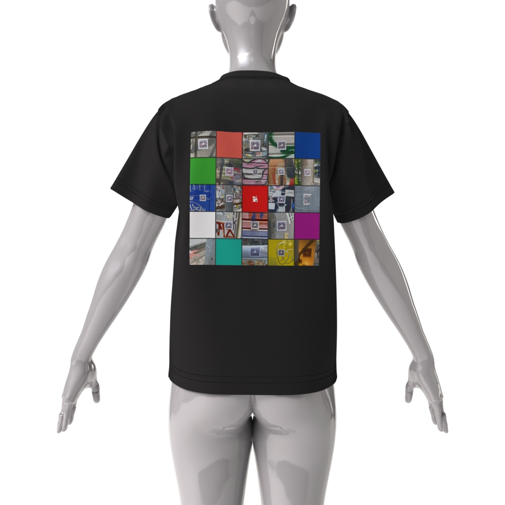 しっ笑 ロゴがたくさんTシャツ ビッグシルエット ブラック