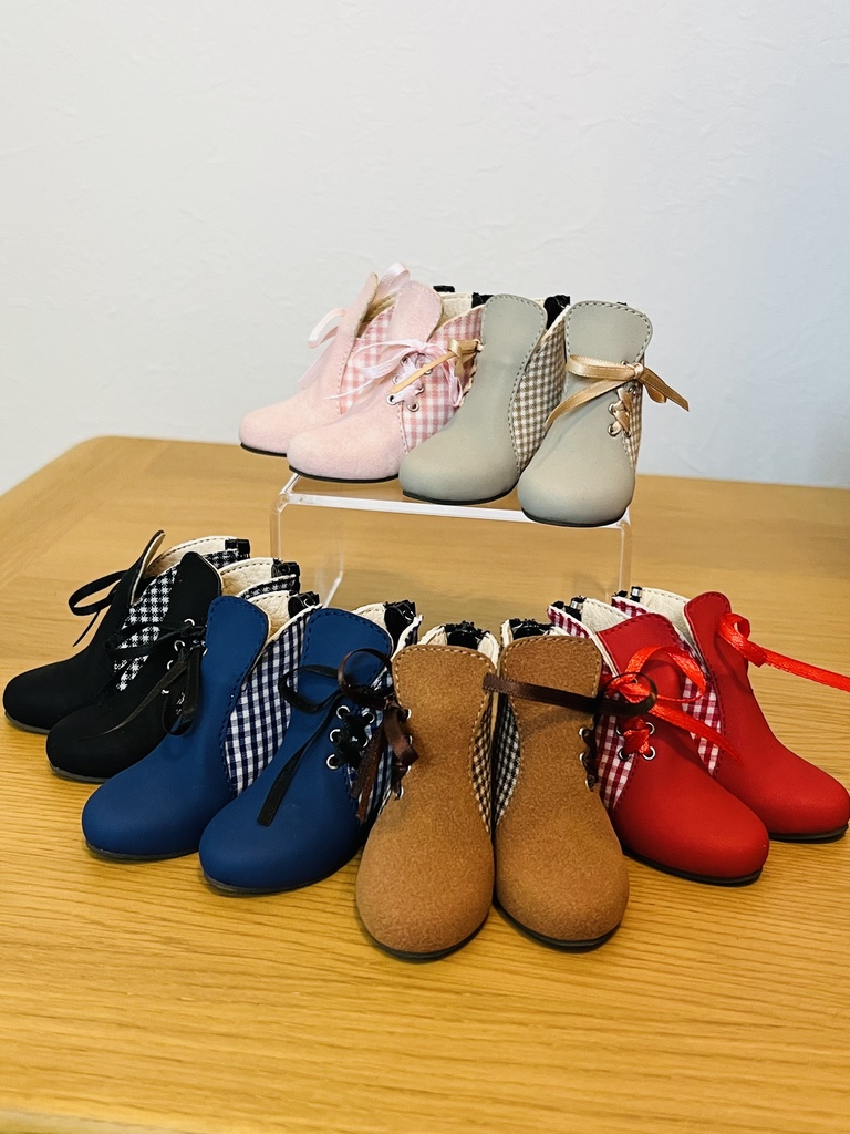 【Dolly Para】ギンガムリボンブーツ