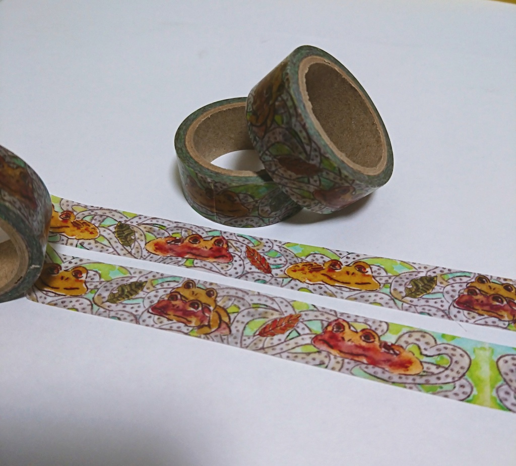 ヒキガエルのなが い卵マスキングテープ カエルグッズ制作 がまが ま Booth