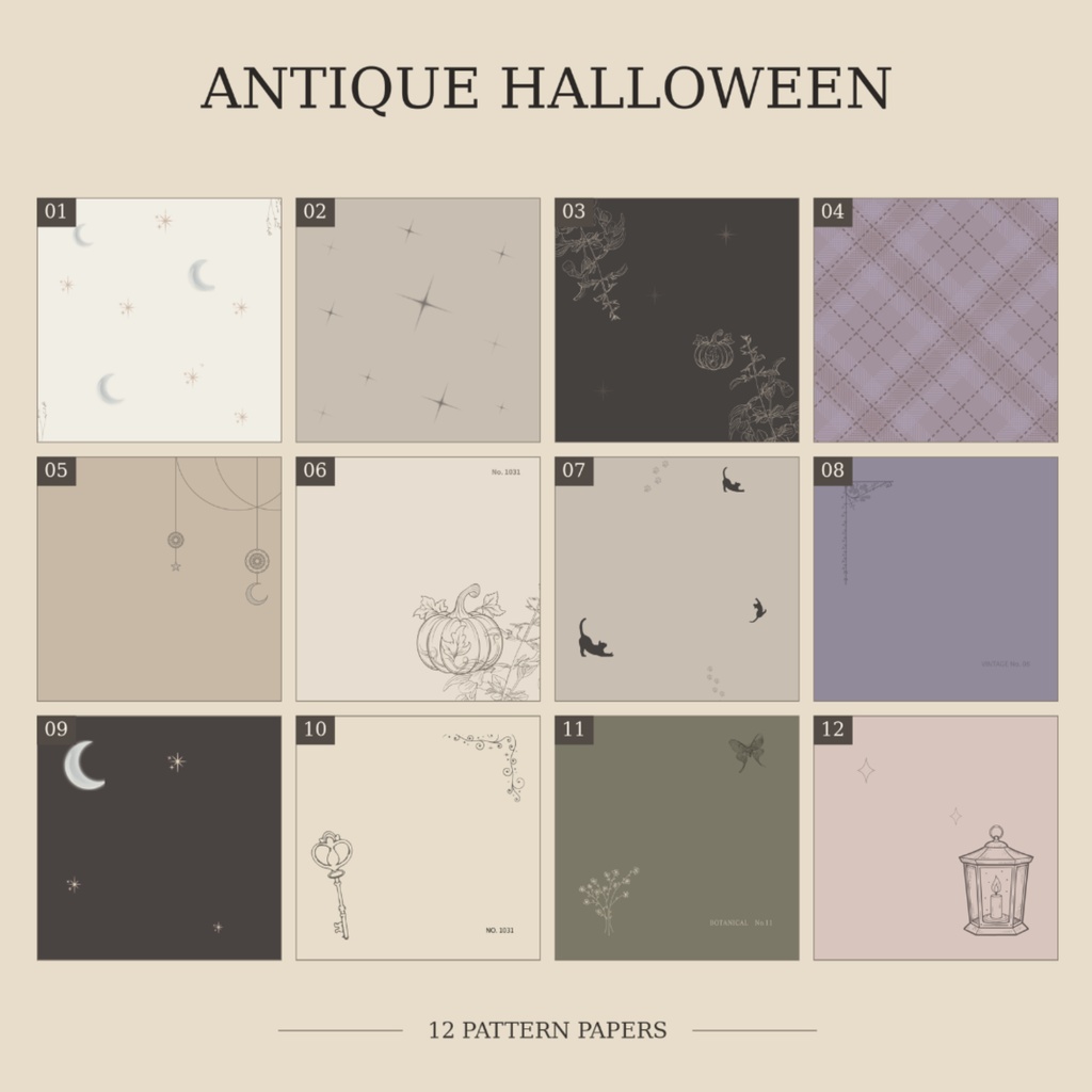 Antique Halloween｜アンティークハロウィン デジタルペーパー 12枚セット