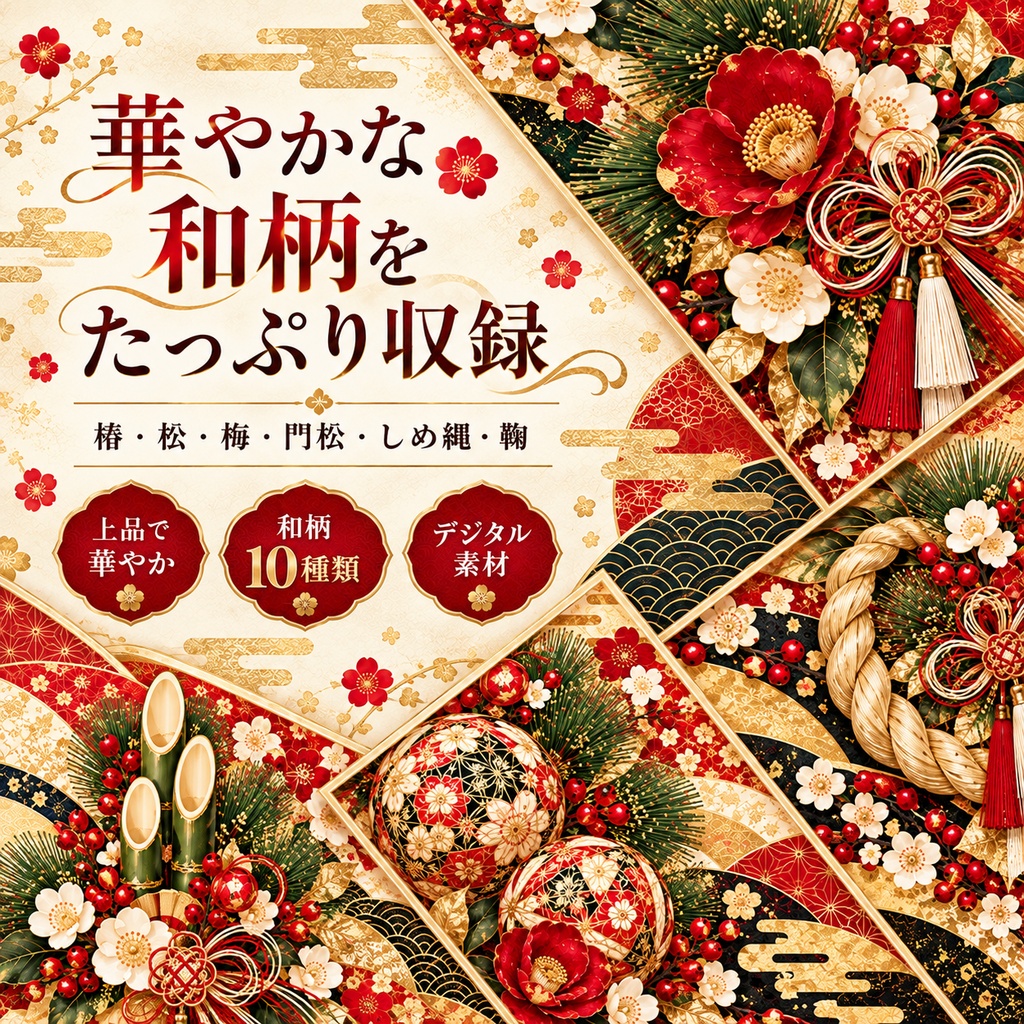 雅彩 - MIYABI - 豪華絢爛 お正月デジタルペーパー10枚セット