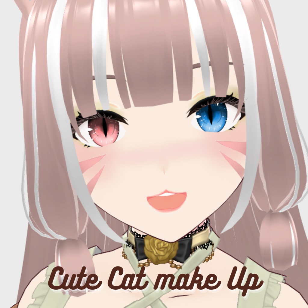 [VRoid Texture] Peach Cute Cat Make Up Texture