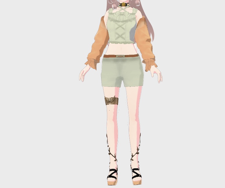 [VRoid Texture] Orange & Green Picnic Date Outfit