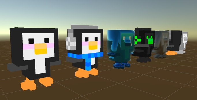 ボクセルペンギン 小物 3Dモデル