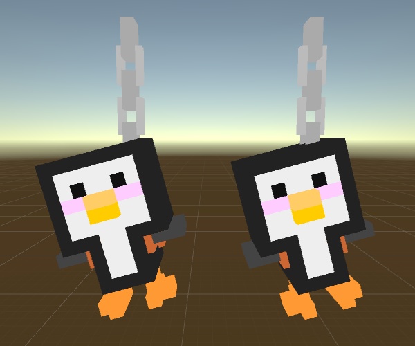 ボクセルペンギンのカバン付きストラップ 小物 3Dモデル