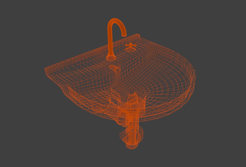 リアル系シンク3Dモデル|分割可能・Unity対応(FBX/UnityPackage)