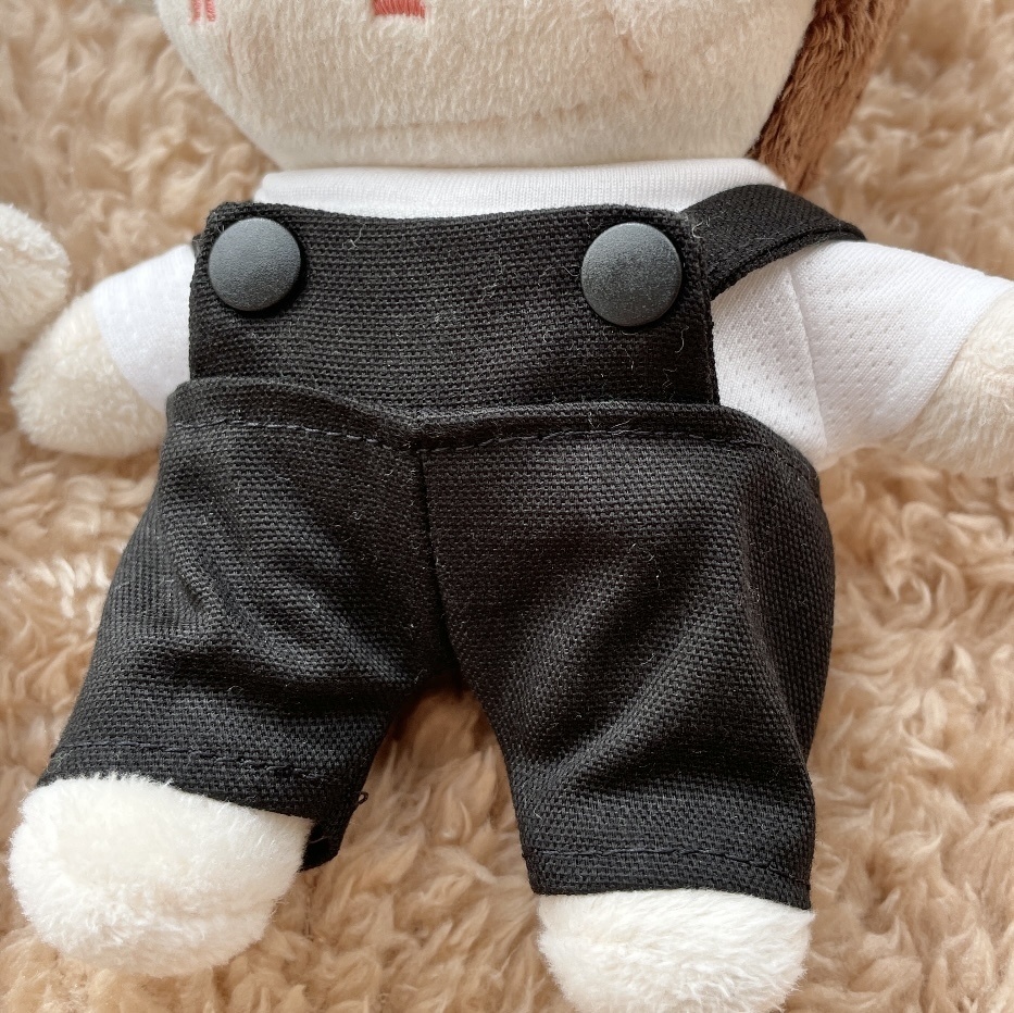 サロペット オーバーオール 黒 ブラック 15cm ぬいぐるみ用