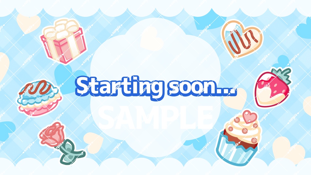【配信用素材】💙ホワイトデー配信待機画面🍬-White Day Waiting Screen