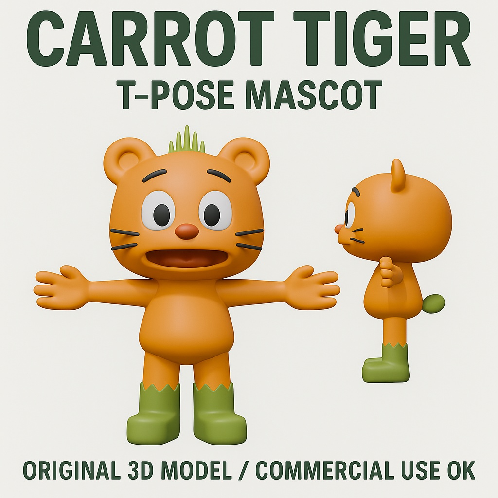 キャロットタイガー – 3D Tポーズマスコット