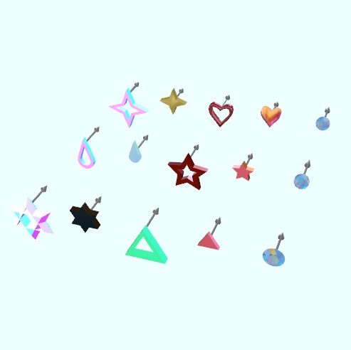 【3Dアクセサリー】ワンポイントピアス 15種