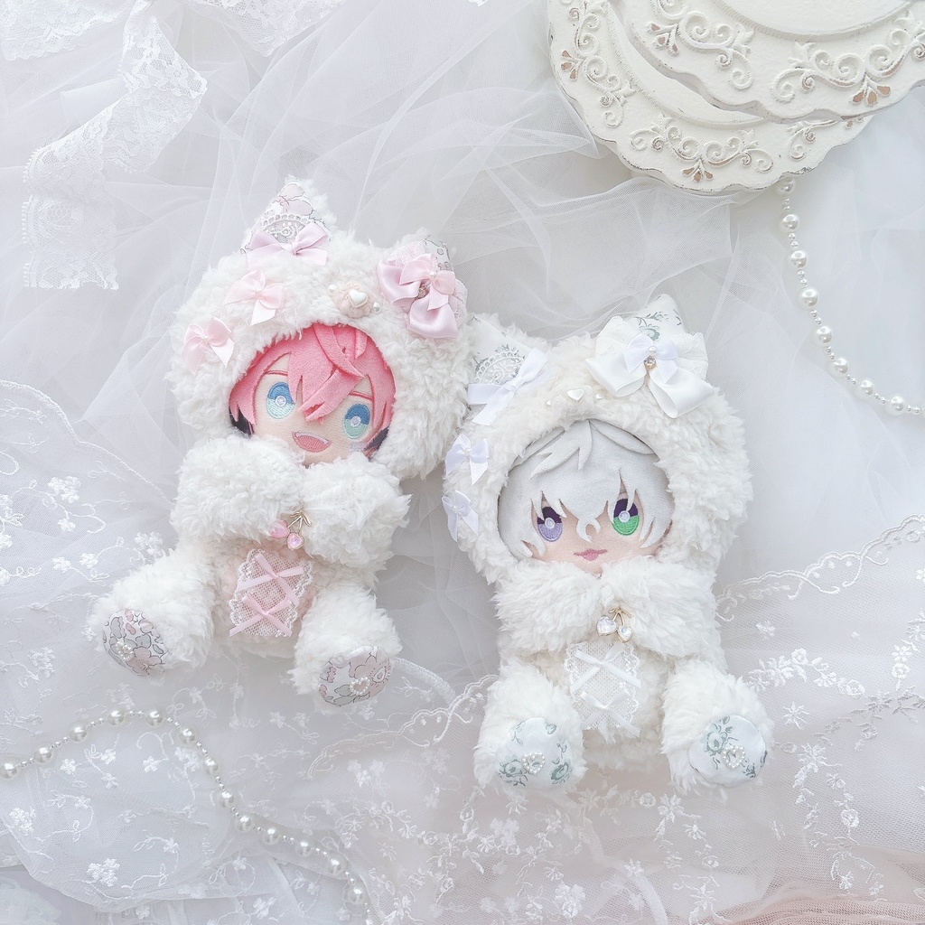 【Cherry ribbon】〜15㎝ おすわり着ぐるみ ピンク