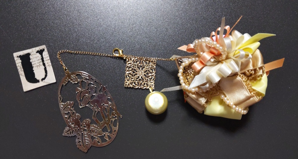 リボンコサージュ兼ペンレスト(基本インクで染めれます)6月7月8月9月新作