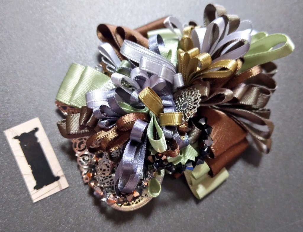 リボンコサージュ兼ペンレスト(基本インクで染めれます)6月7月8月9月新作