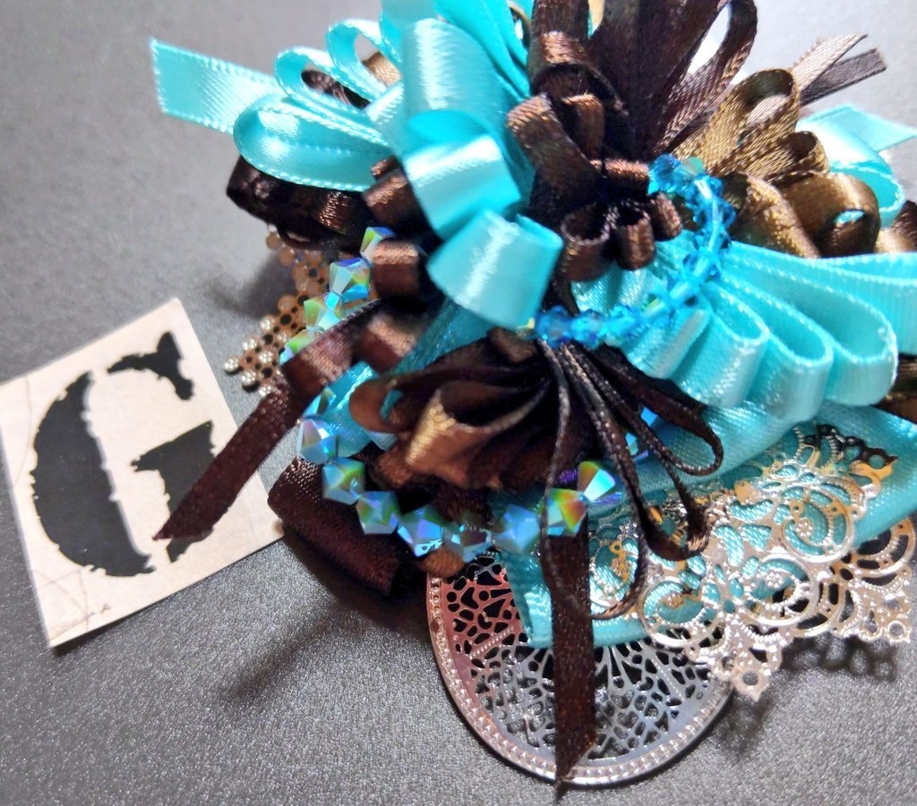 リボンコサージュ兼ペンレスト(基本インクで染めれます)6月7月8月9月新作