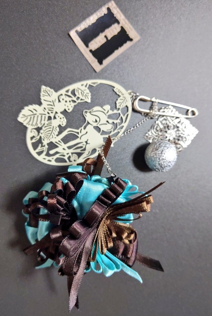 リボンコサージュ兼ペンレスト(基本インクで染めれます)6月7月8月9月新作