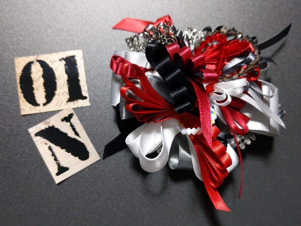 リボンコサージュ兼ペンレスト(基本インクで染めれます)6月7月8月9月新作