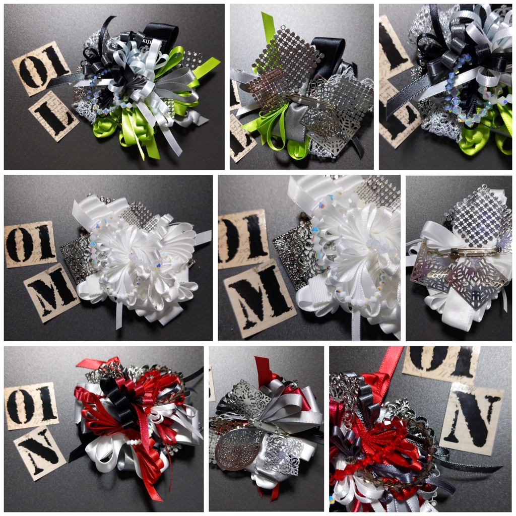 リボンコサージュ兼ペンレスト(基本インクで染めれます)6月7月8月9月新作