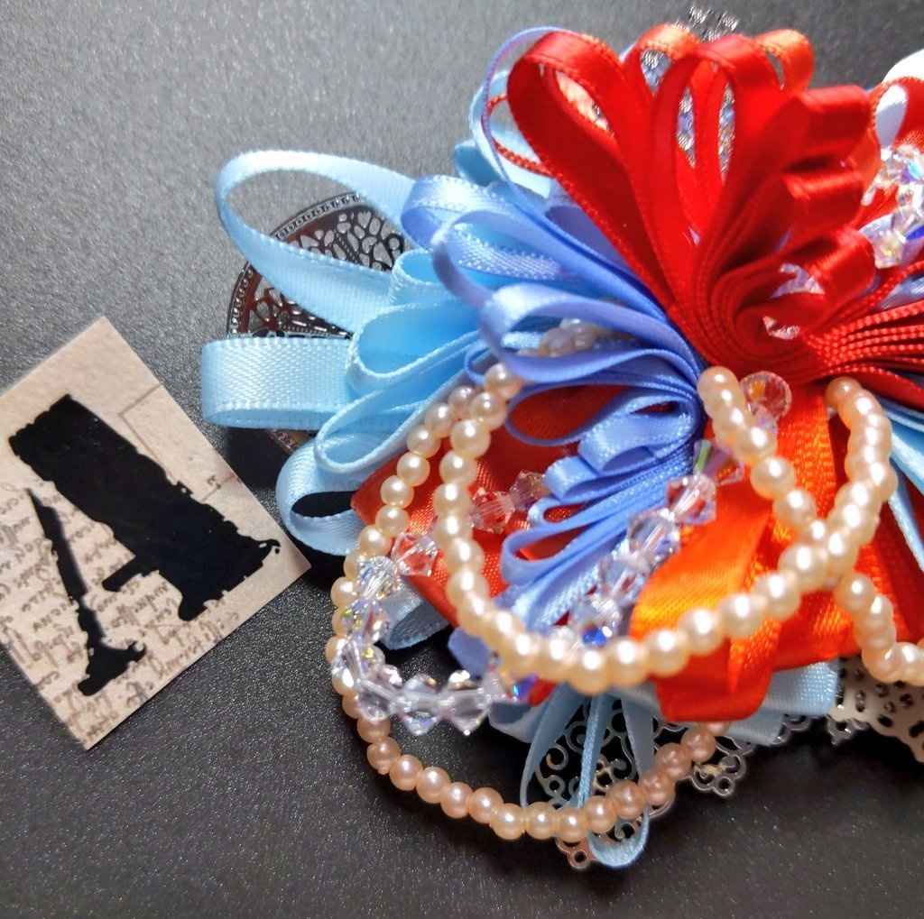 リボンコサージュ兼ペンレスト(基本インクで染めれます)6月7月8月9月新作