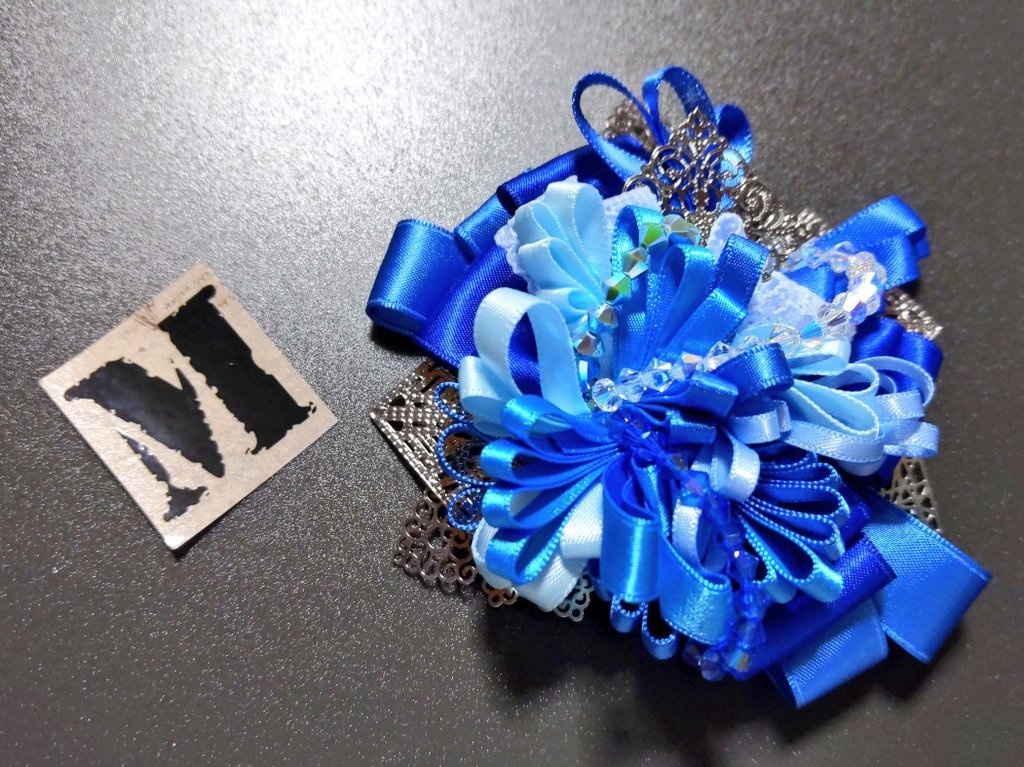 リボンコサージュ兼ペンレスト(基本インクで染めれます)6月7月8月9月新作