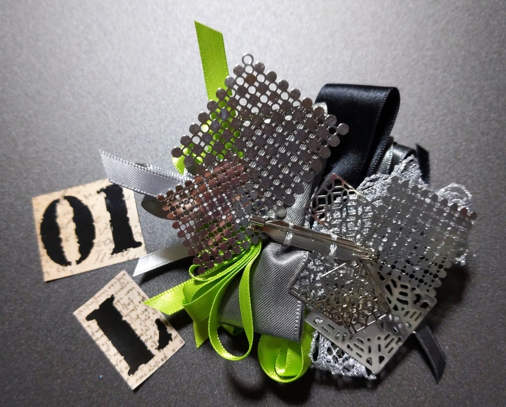 リボンコサージュ兼ペンレスト(基本インクで染めれます)6月7月8月9月新作