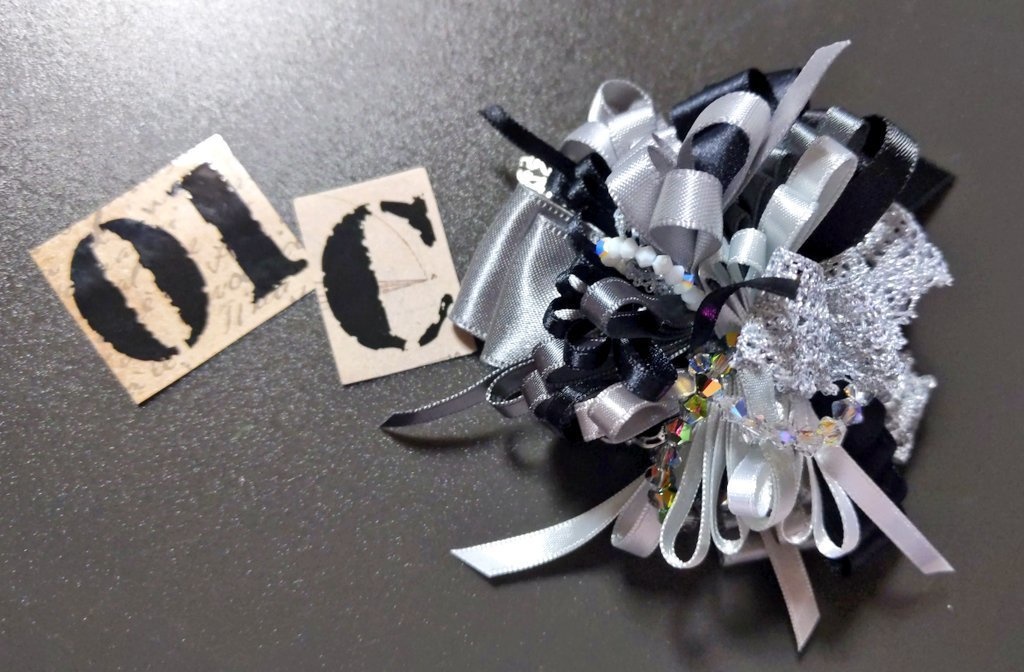 リボンコサージュ兼ペンレスト(基本インクで染めれます)6月7月8月9月新作