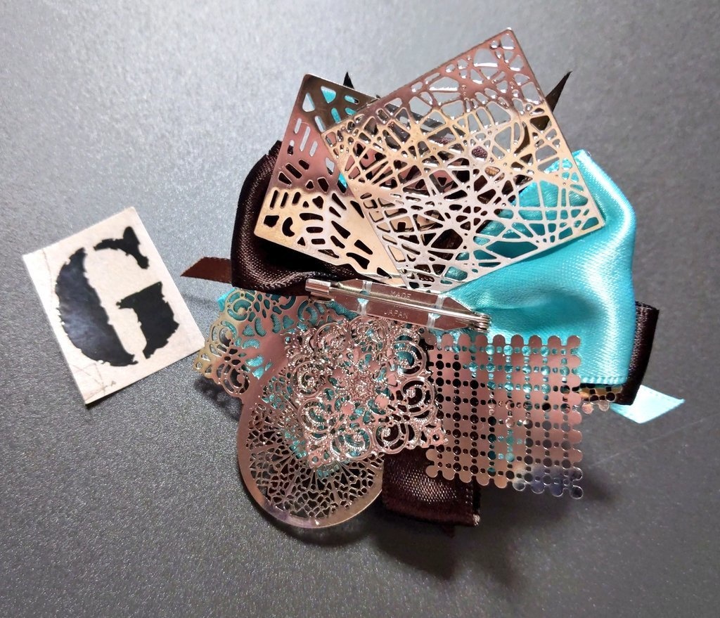 リボンコサージュ兼ペンレスト(基本インクで染めれます)6月7月8月9月新作