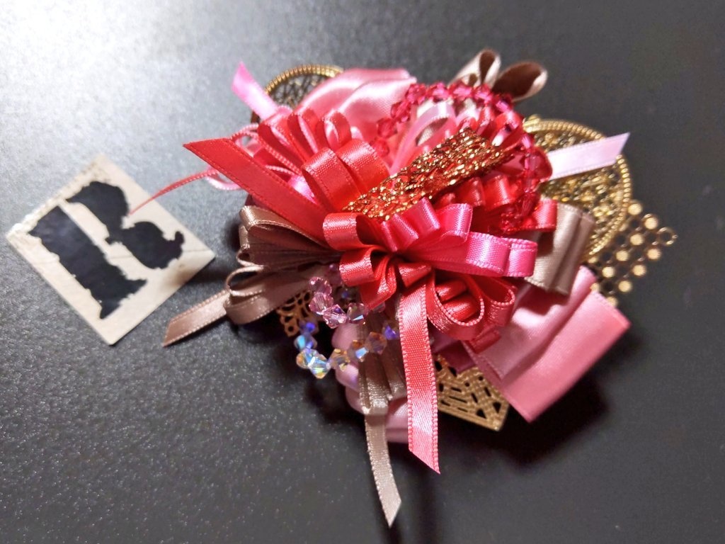 リボンコサージュ兼ペンレスト(基本インクで染めれます)6月7月8月9月新作