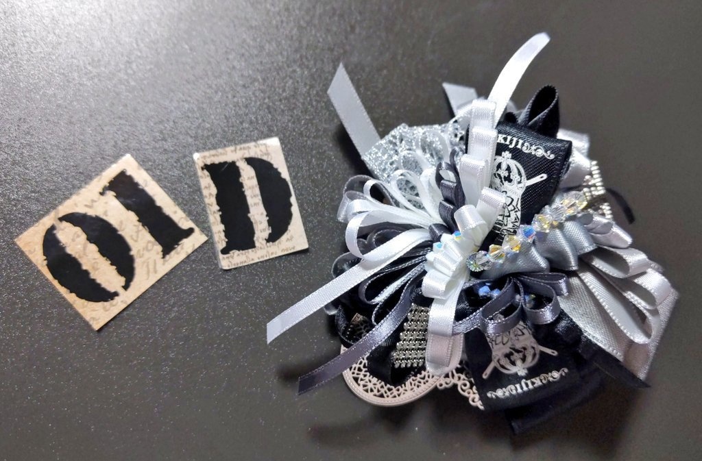 リボンコサージュ兼ペンレスト(基本インクで染めれます)6月7月8月9月新作