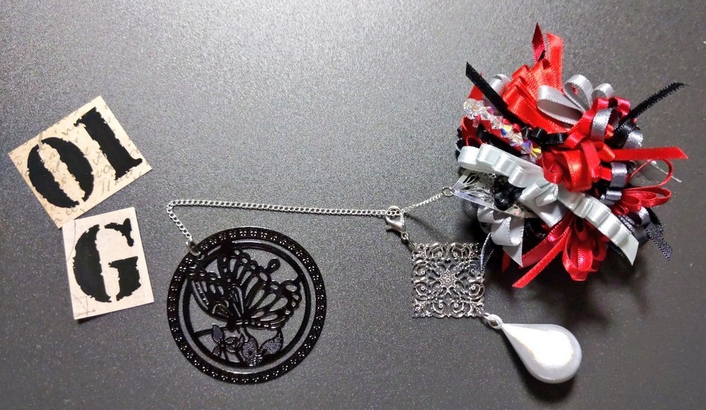 リボンコサージュ兼ペンレスト(基本インクで染めれます)6月7月8月9月新作