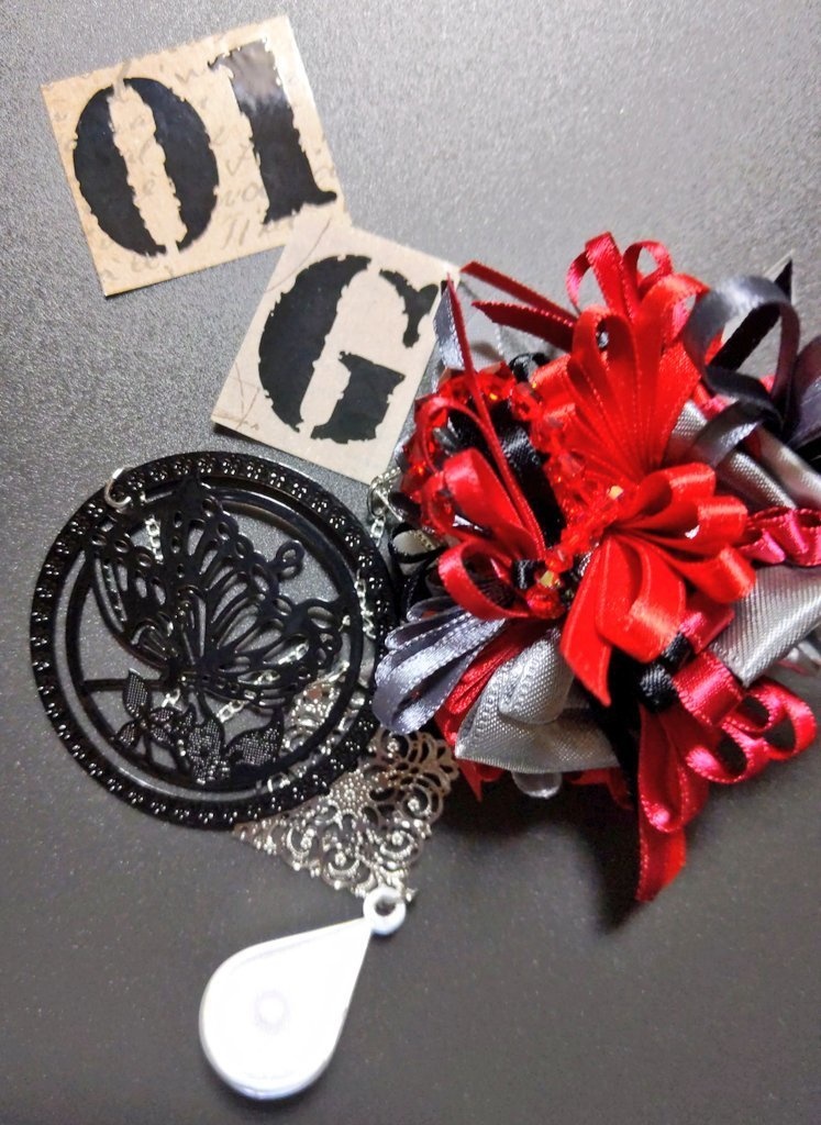 リボンコサージュ兼ペンレスト(基本インクで染めれます)6月7月8月9月新作