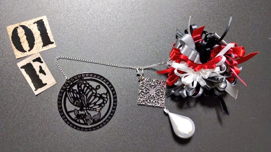 リボンコサージュ兼ペンレスト(基本インクで染めれます)6月7月8月9月新作